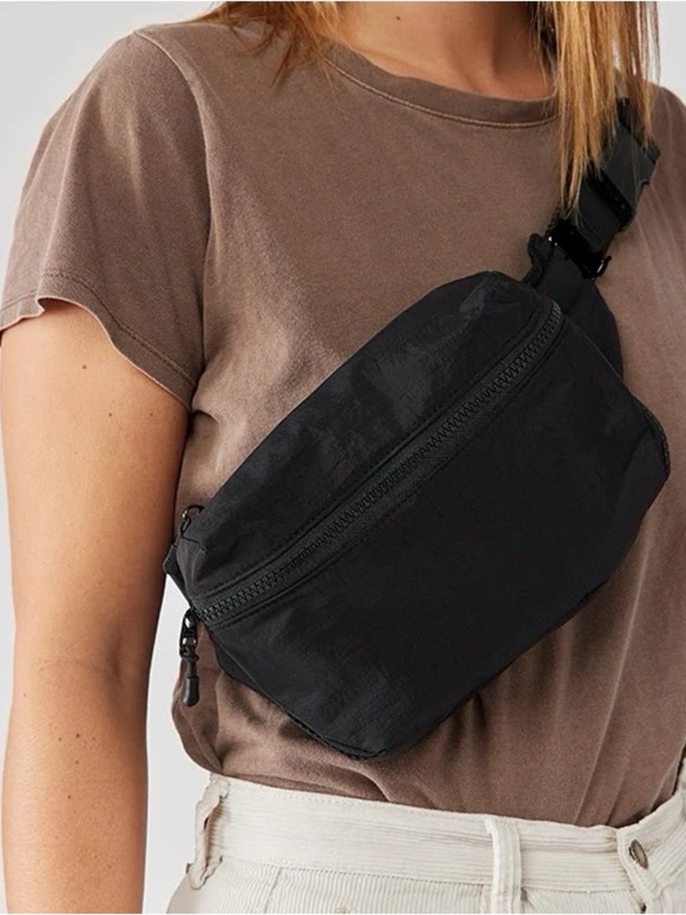 Black Crossbody Waist Bag - Minimal Everyday Sling - Fanny Pack